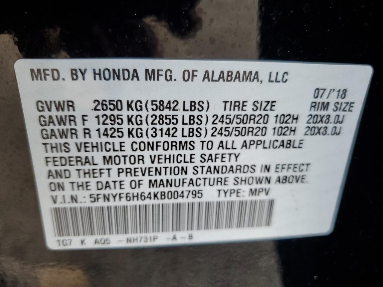 2019 HONDA PILOT