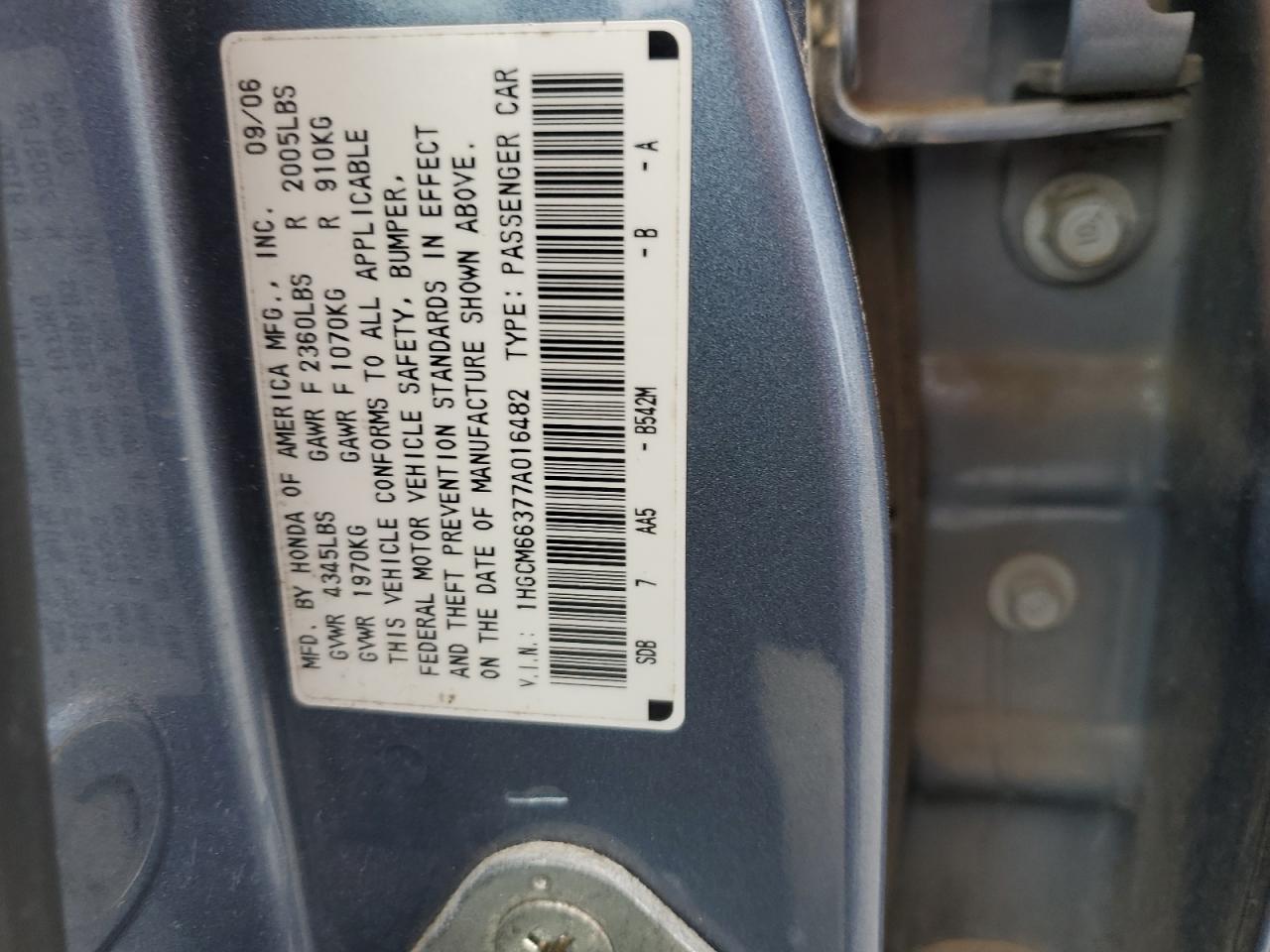 2007 HONDA ACCORD