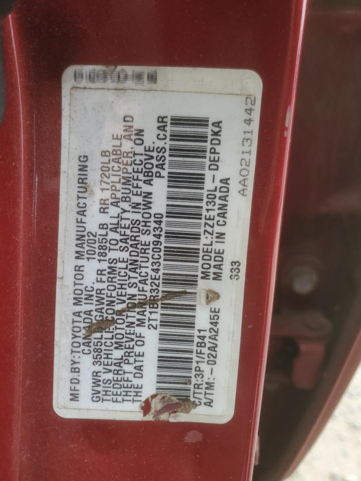 2003 TOYOTA COROLLA