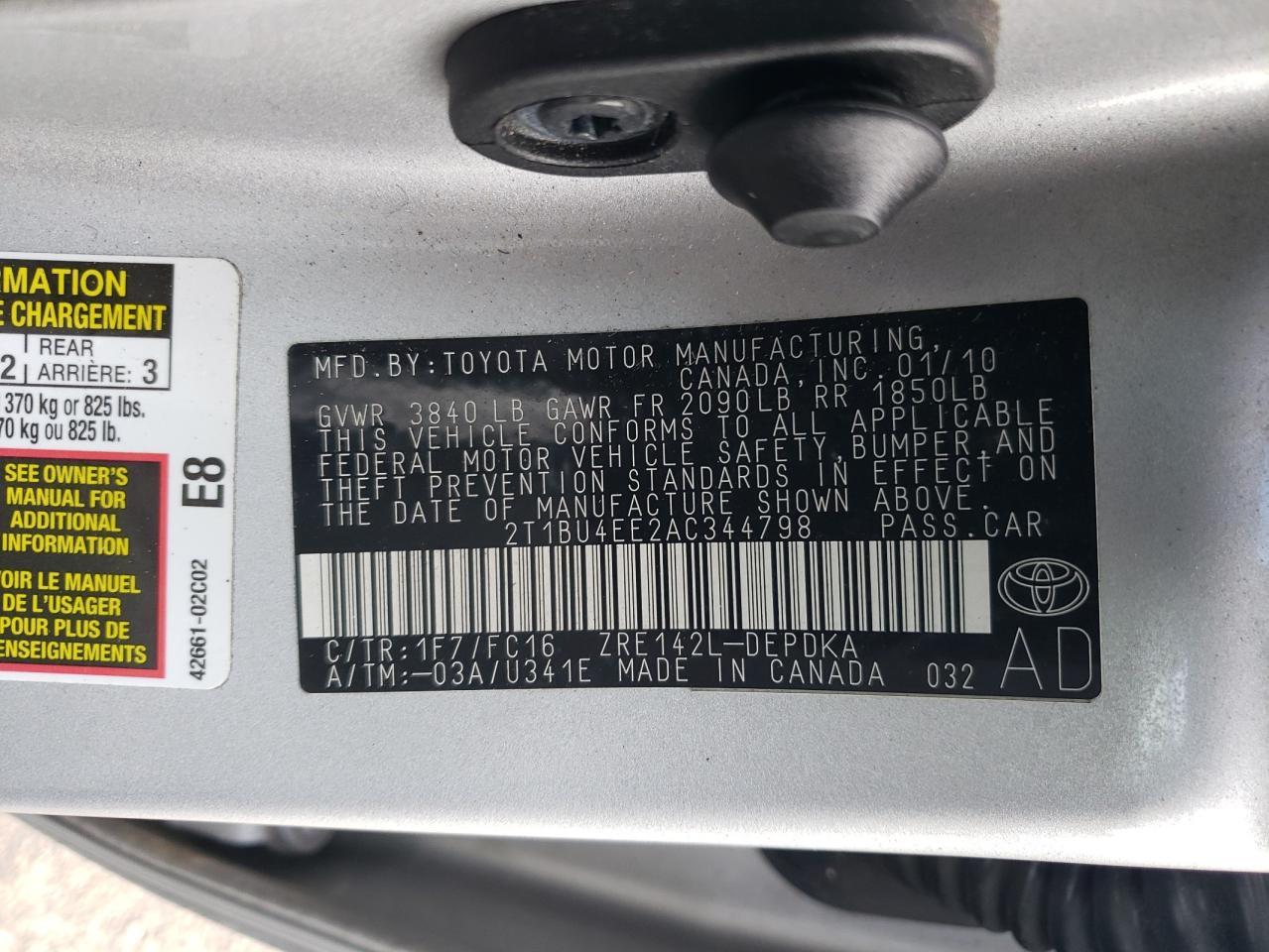2010 TOYOTA COROLLA