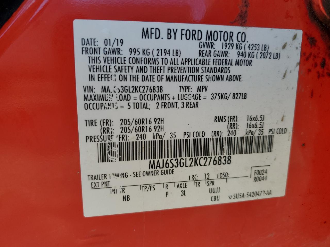 2019 FORD EcoSport