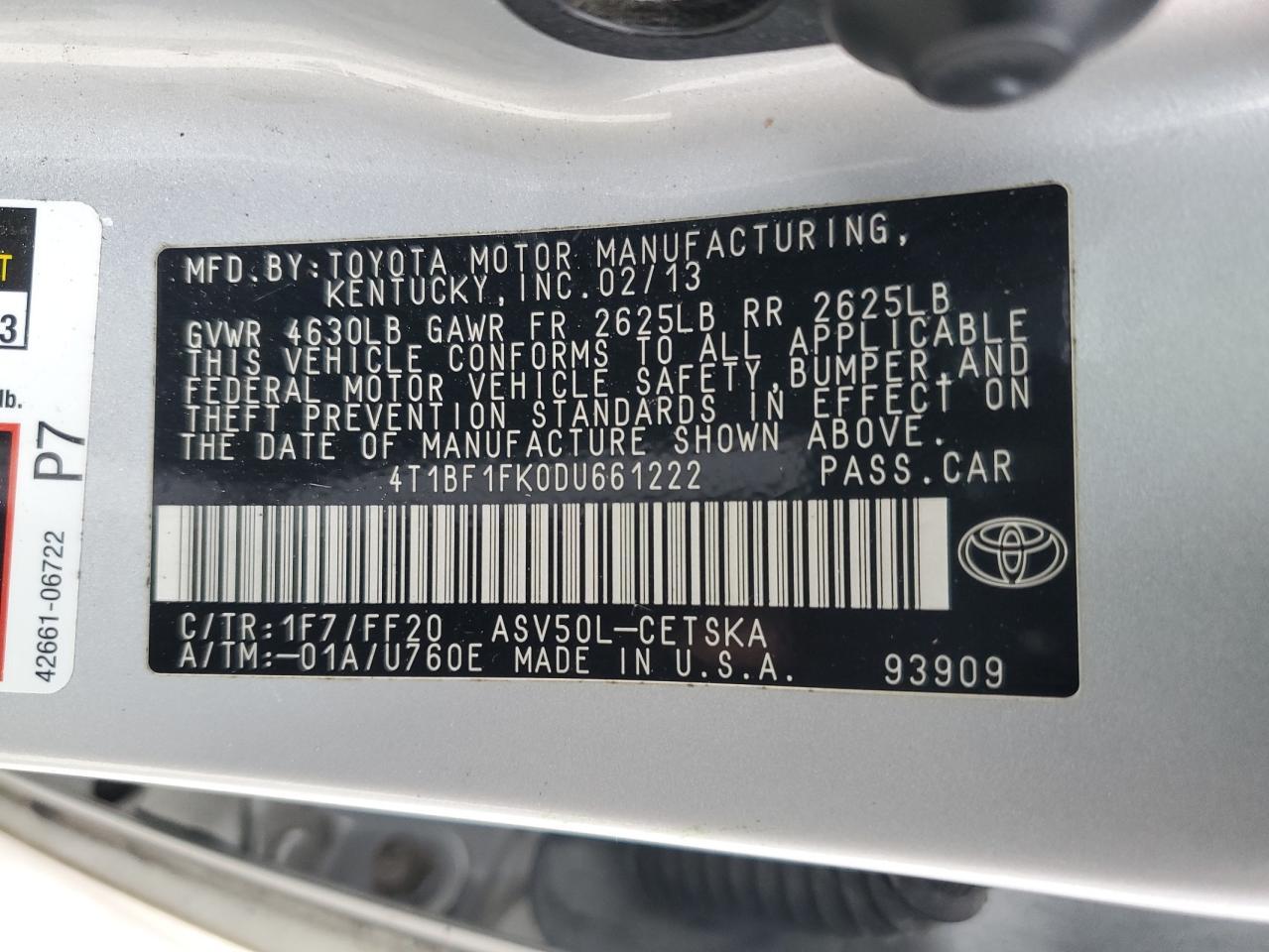 2013 TOYOTA CAMRY