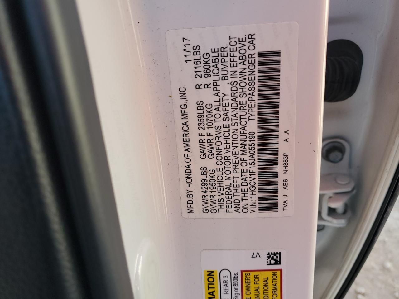 2018 HONDA ACCORD