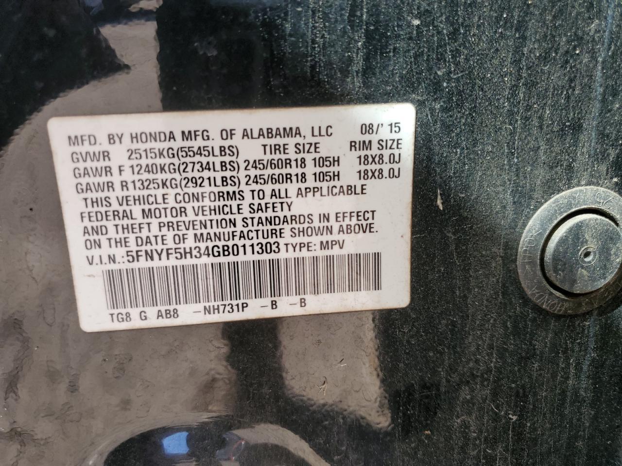 2016 HONDA PILOT