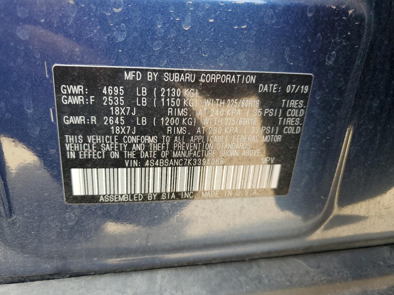 2019 SUBARU Outback