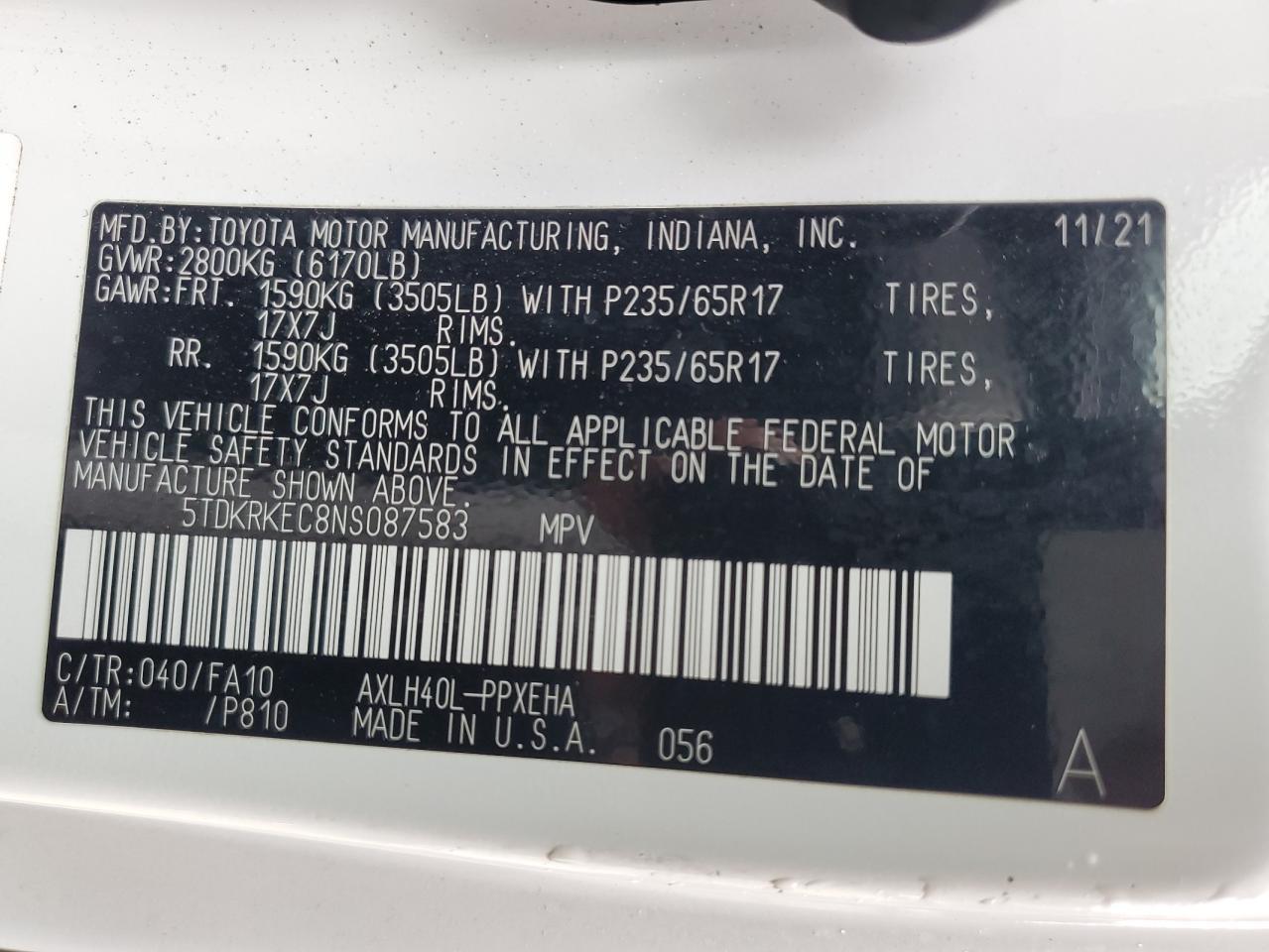 2022 TOYOTA SIENNA