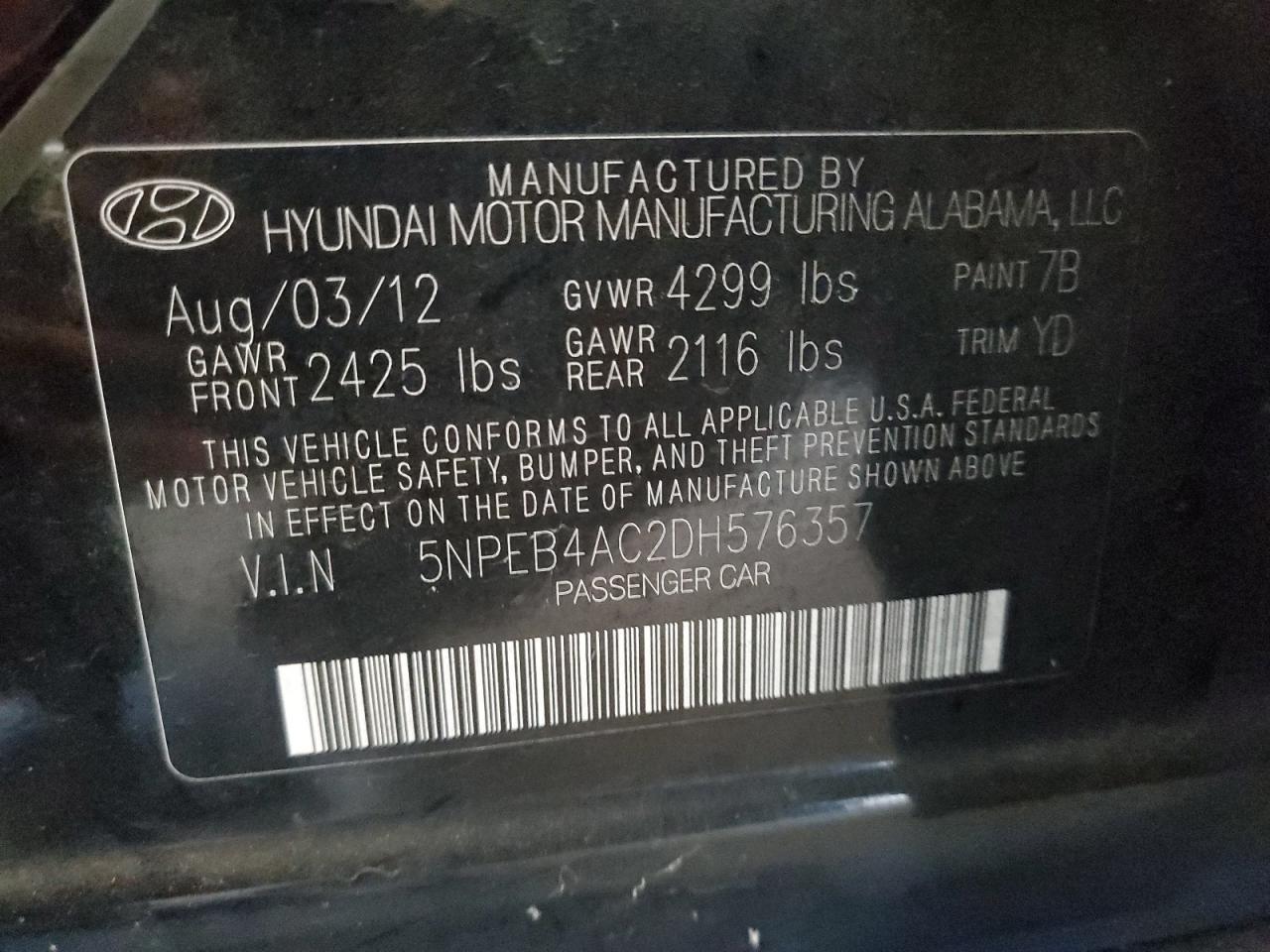 2013 HYUNDAI SONATA