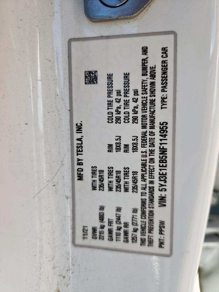 2022 TESLA MODEL 3