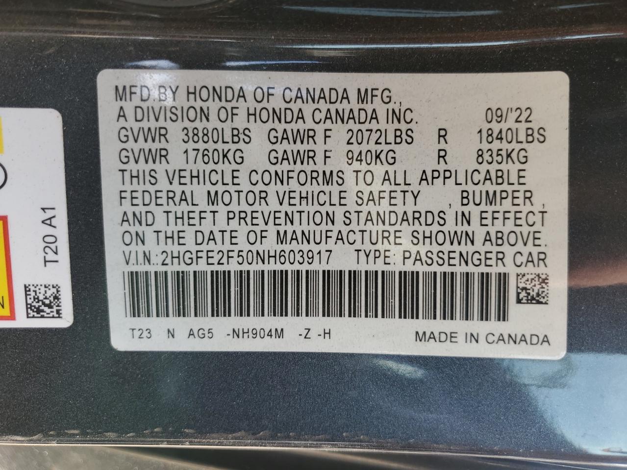 2022 HONDA CIVIC