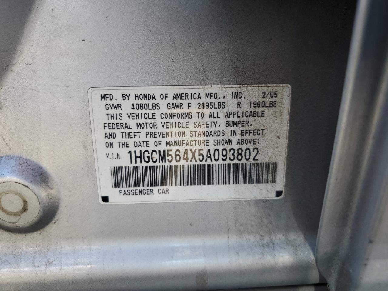 2005 HONDA ACCORD