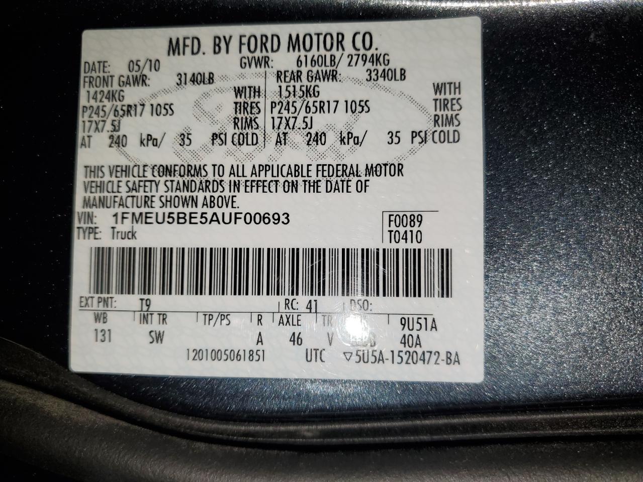 2010 FORD Explorer Sport Trac