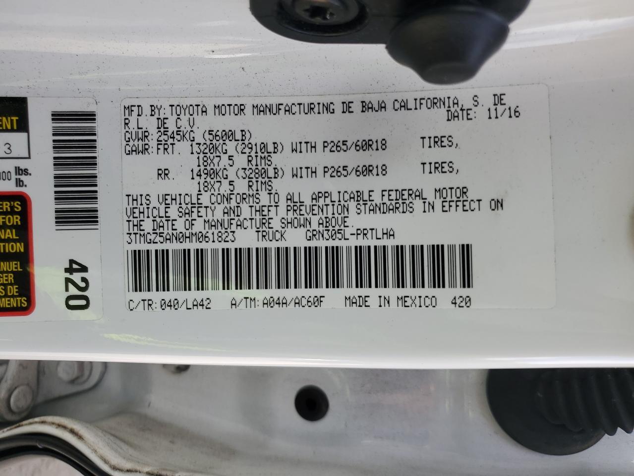 2017 TOYOTA TACOMA