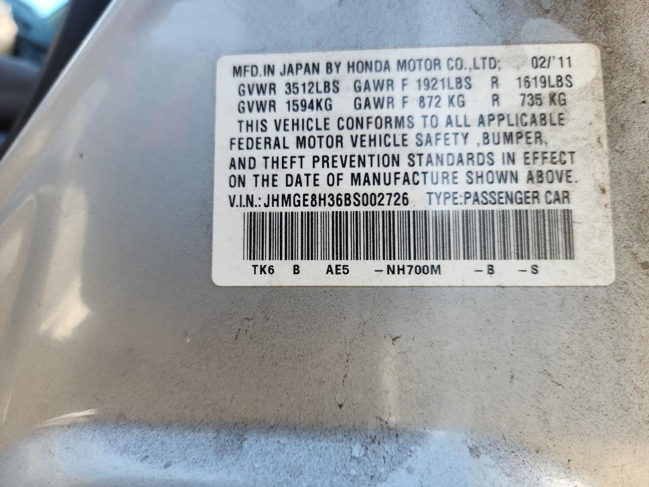 2011 HONDA FIT