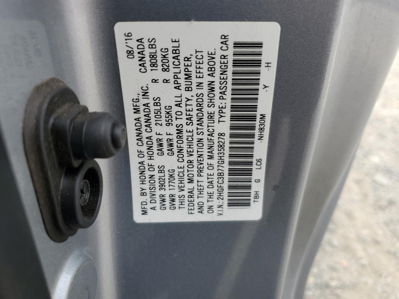 2016 HONDA CIVIC