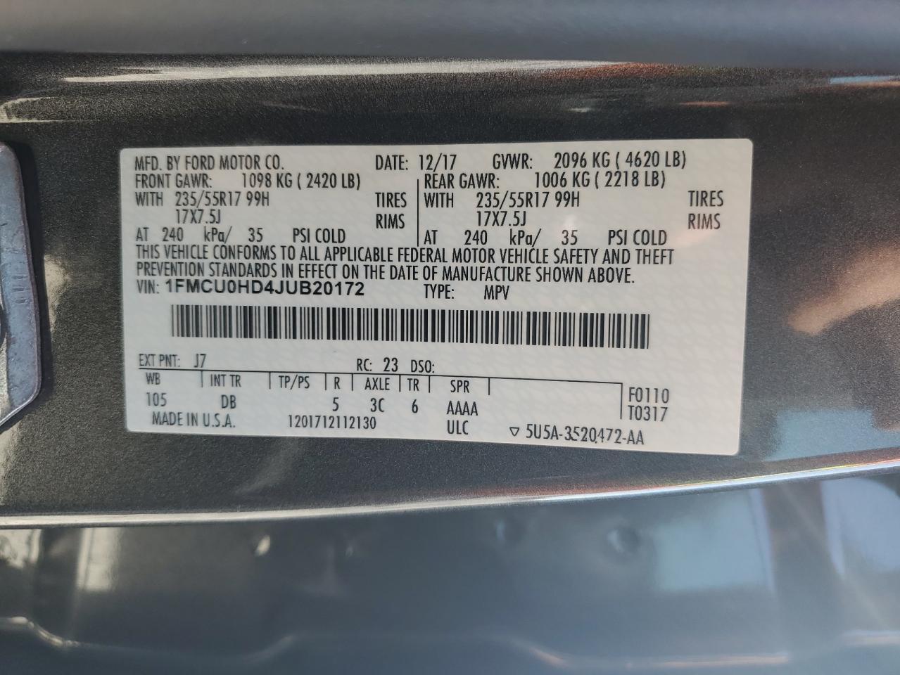 2018 FORD ESCAPE