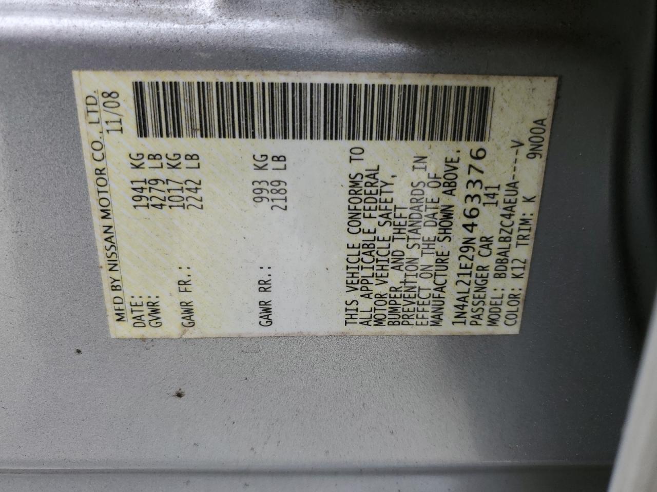 2009 NISSAN ALTIMA