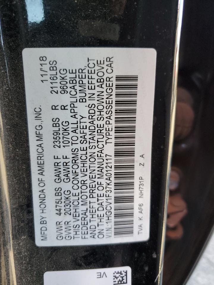 2019 HONDA ACCORD