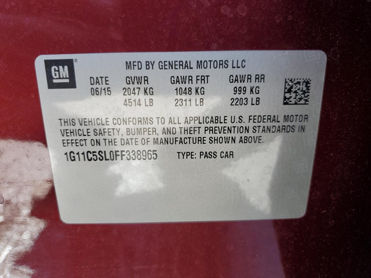 2015 CHEVROLET MALIBU