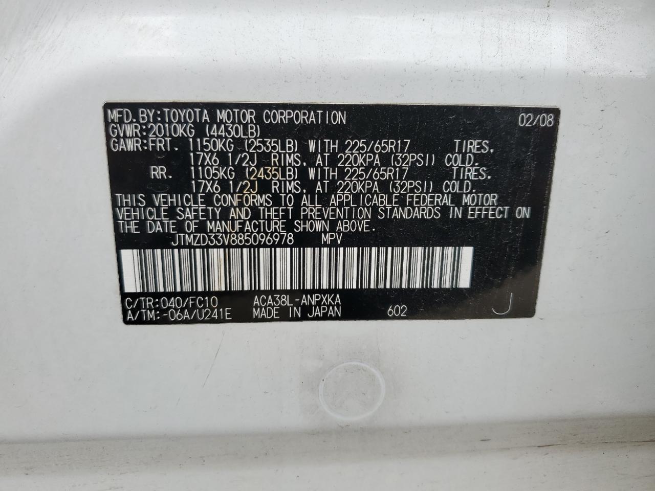2008 TOYOTA RAV4