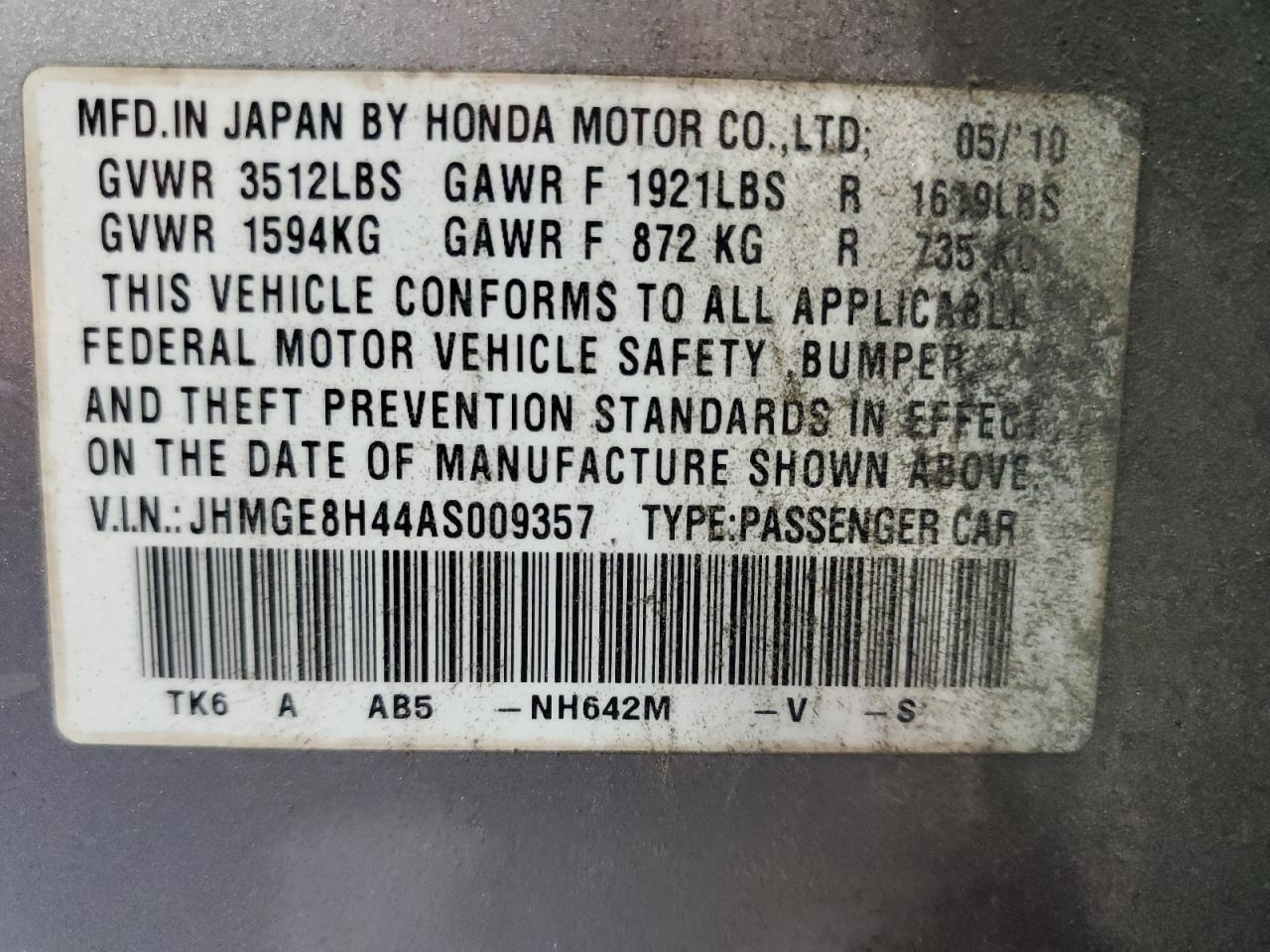 2010 HONDA FIT