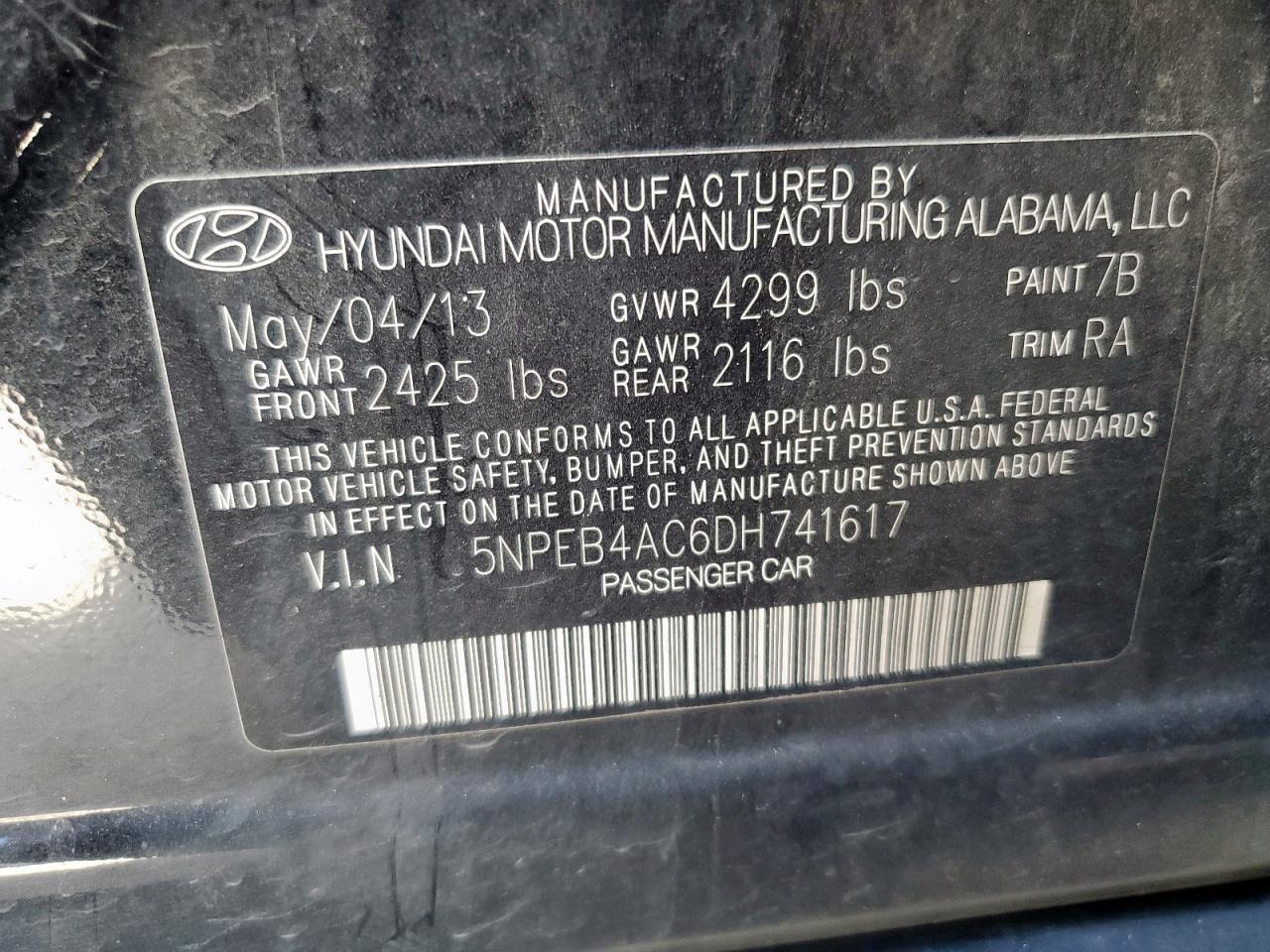 2013 HYUNDAI SONATA
