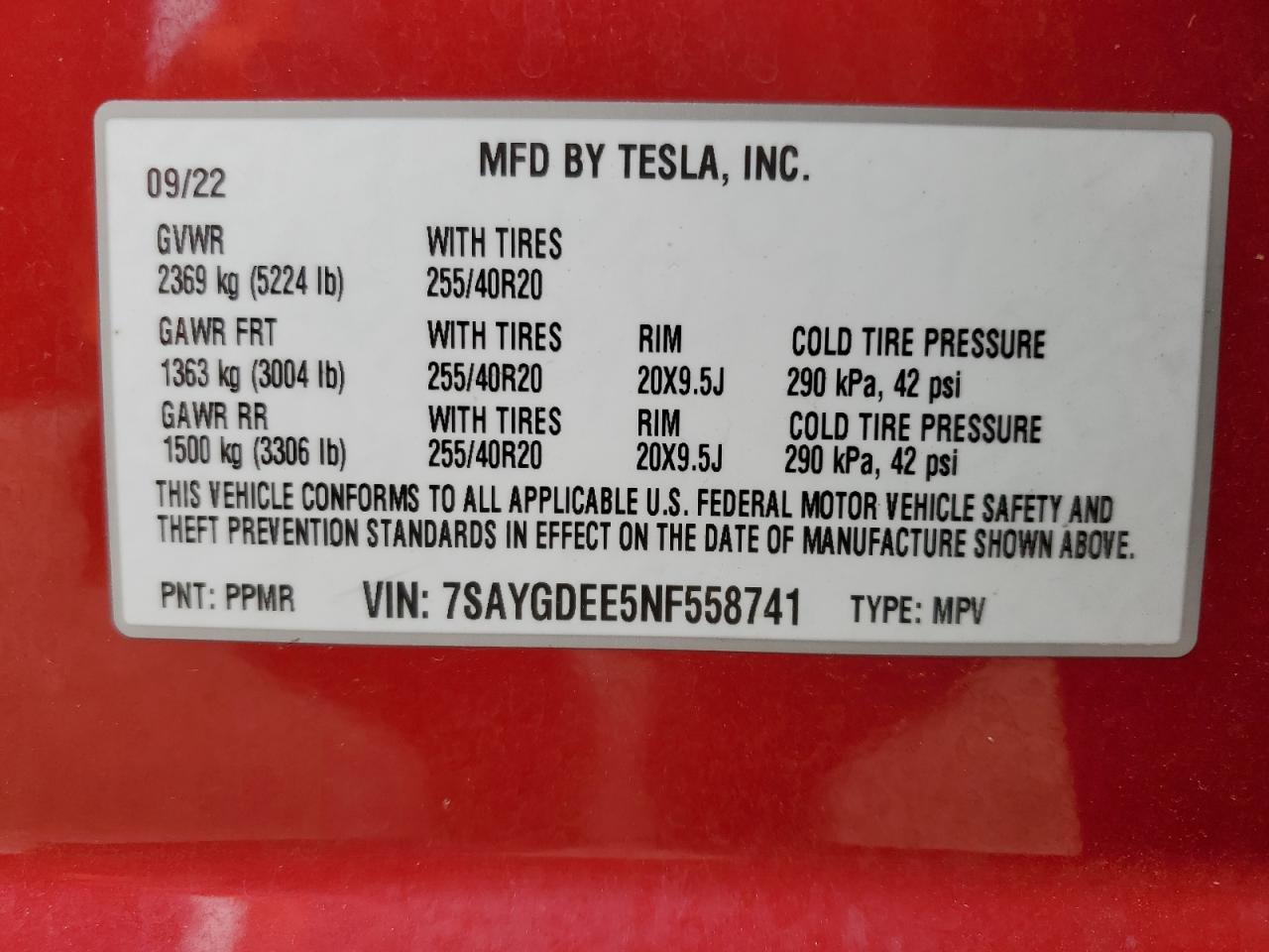 2022 TESLA MODEL Y