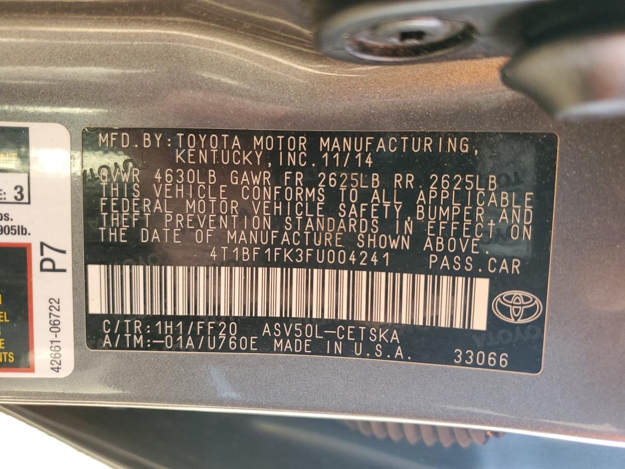 2015 TOYOTA CAMRY