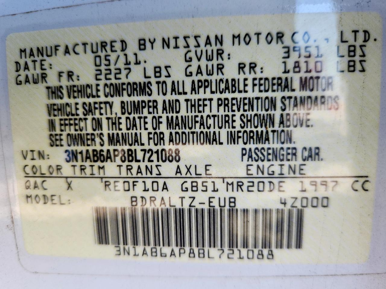 2011 NISSAN SENTRA