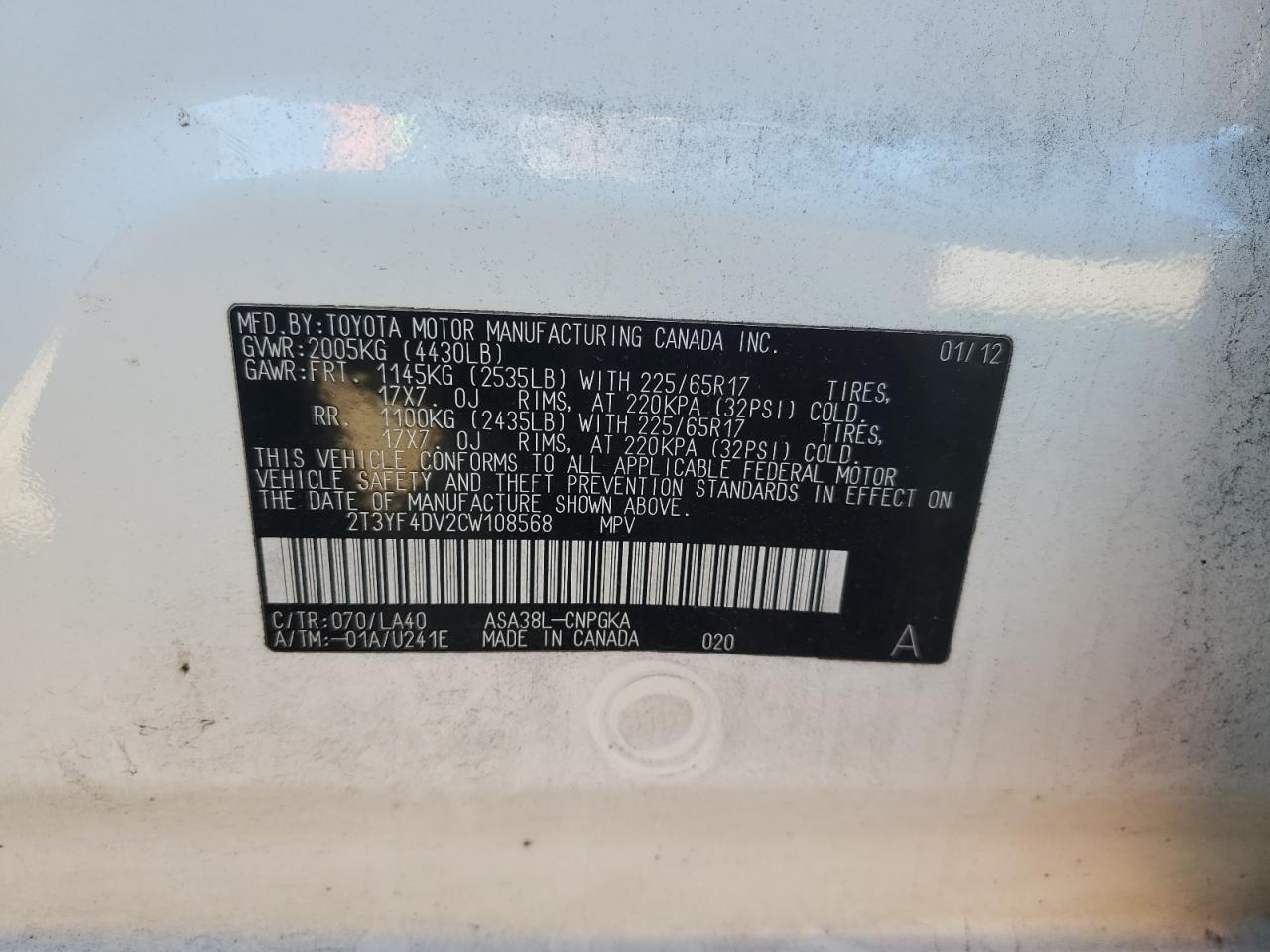 2012 TOYOTA RAV4