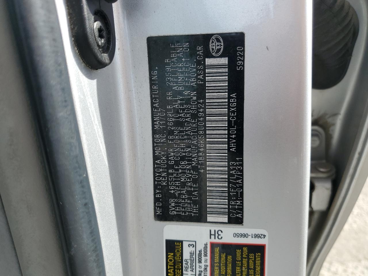 2008 TOYOTA CAMRY