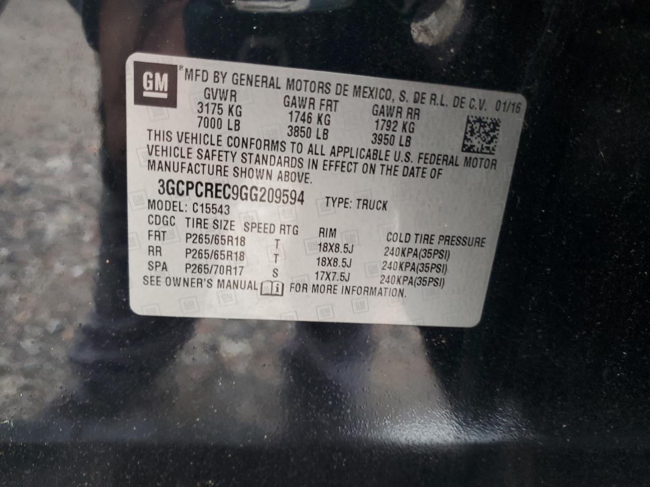 2016 CHEVROLET SILVERADO 1500