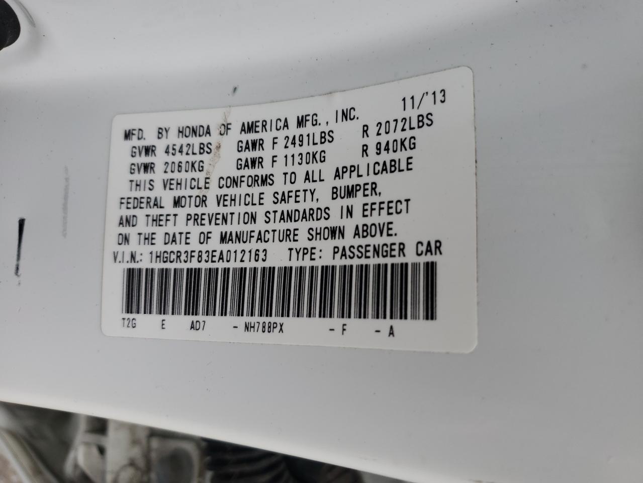 2014 HONDA ACCORD