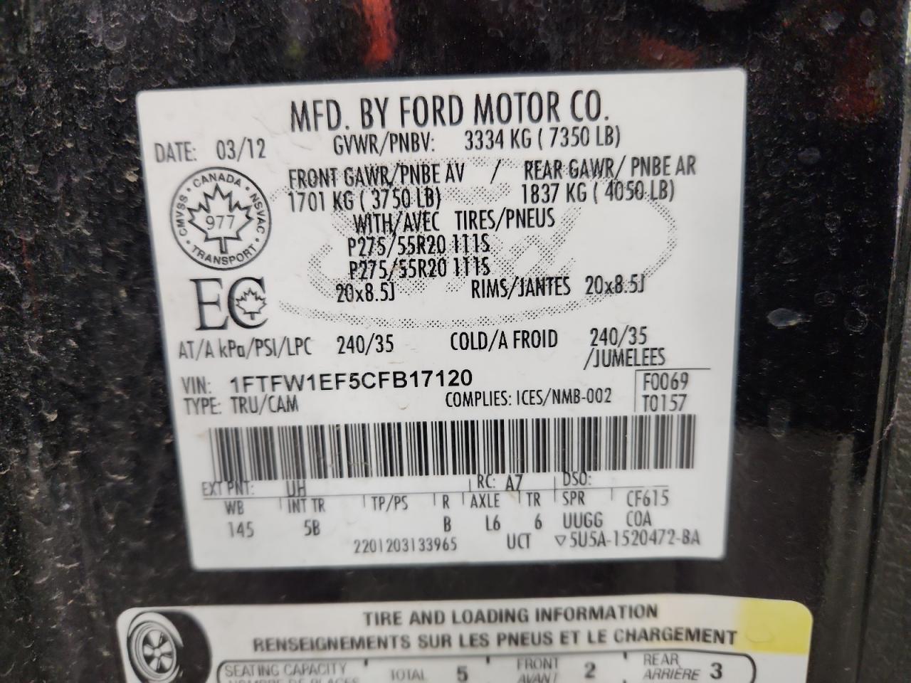 2012 FORD F-150