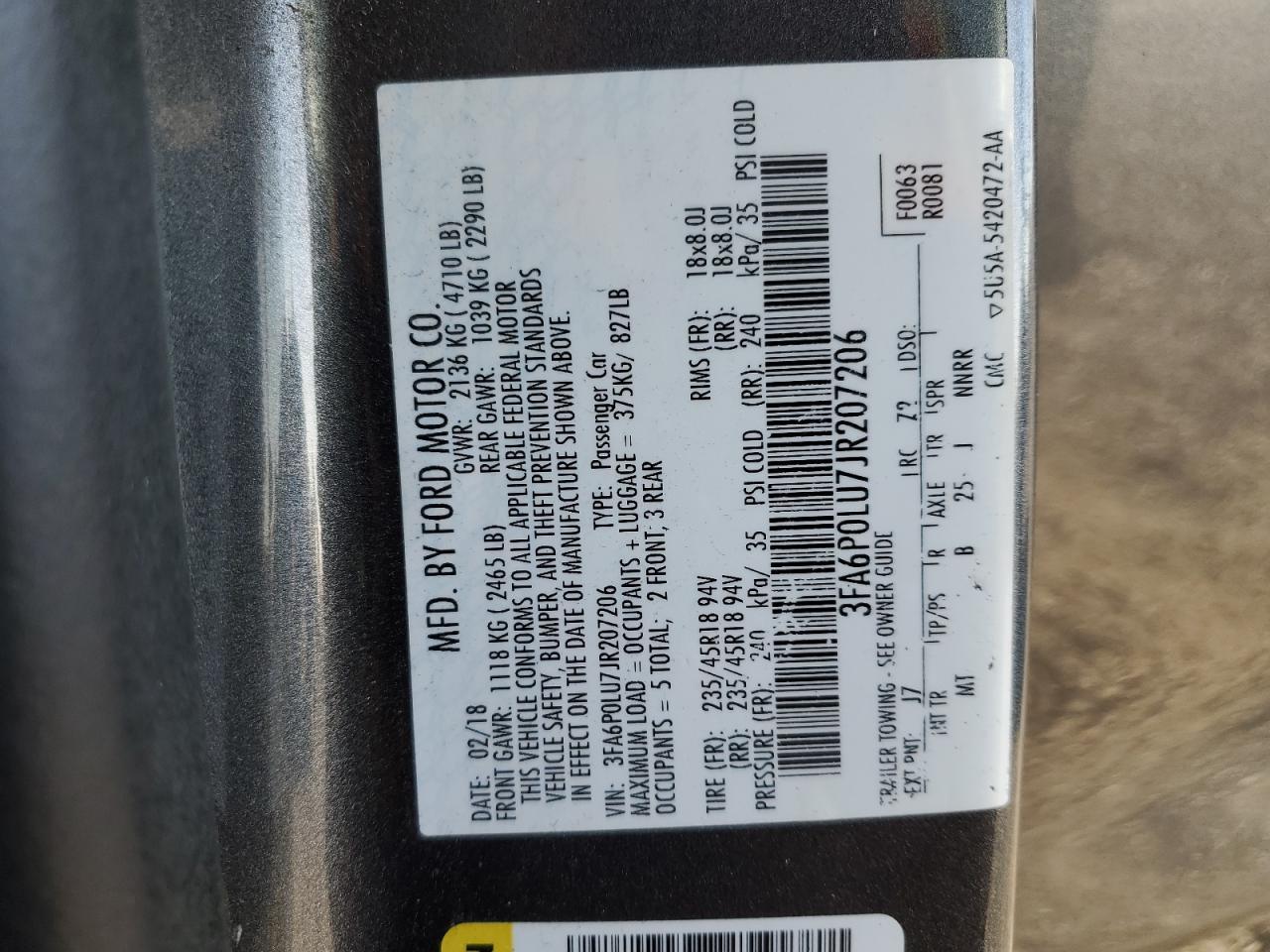 2018 FORD FUSION