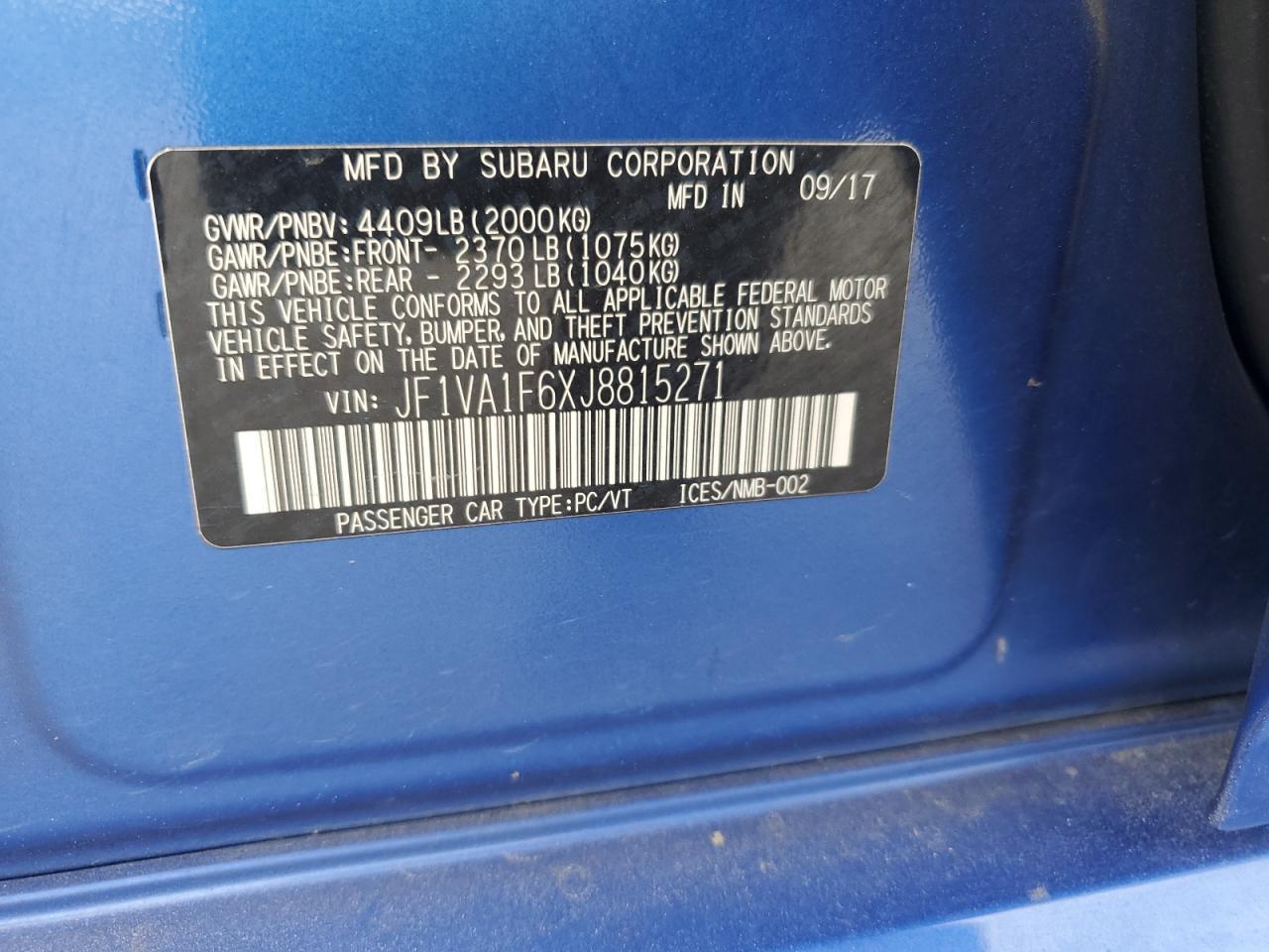 2018 SUBARU WRX