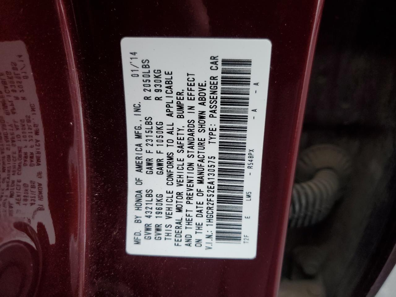 2014 HONDA ACCORD