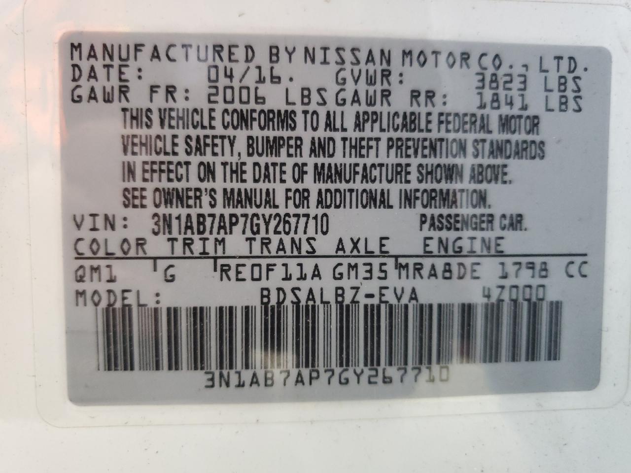2016 NISSAN SENTRA