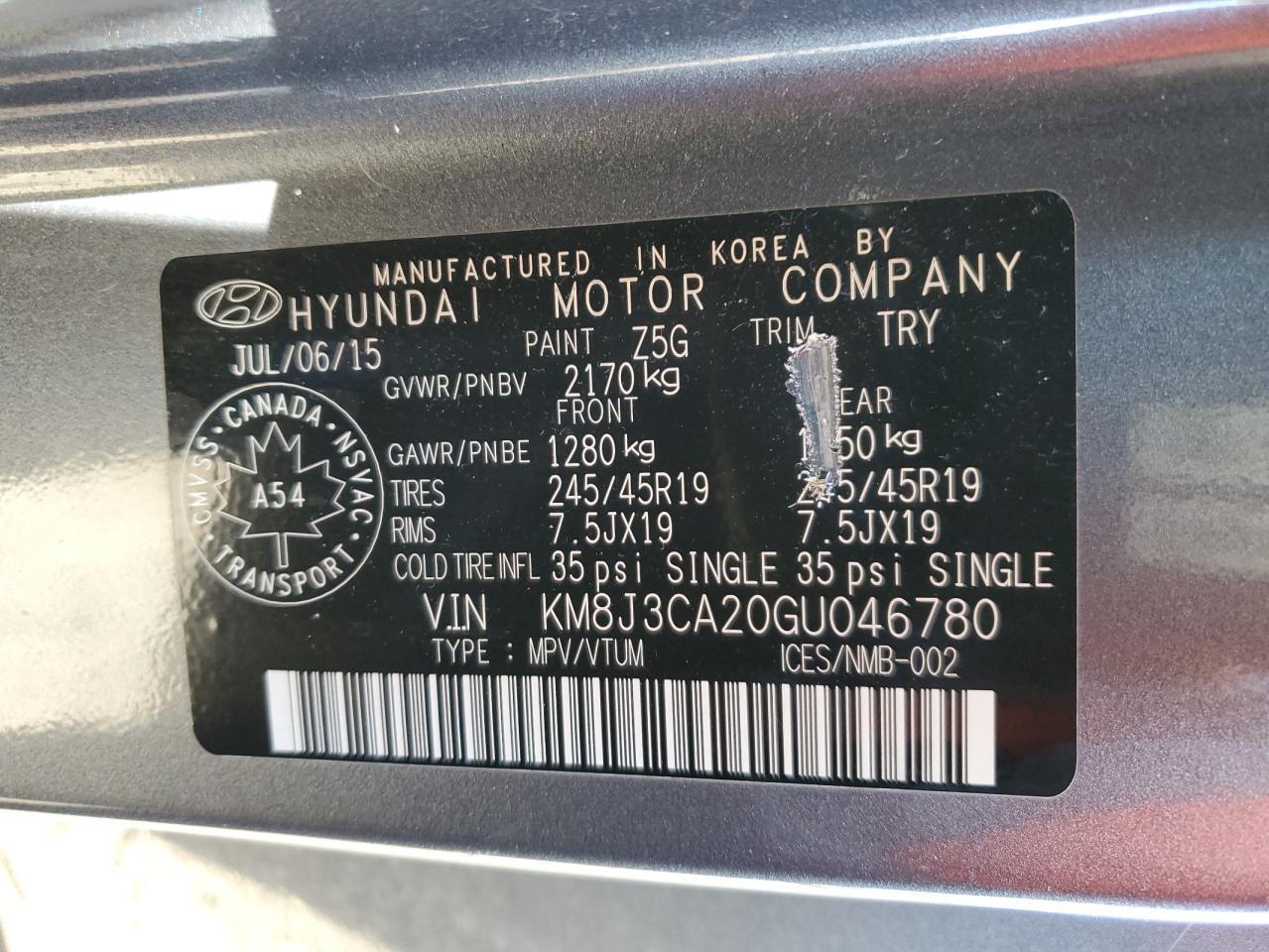 2016 HYUNDAI TUCSON
