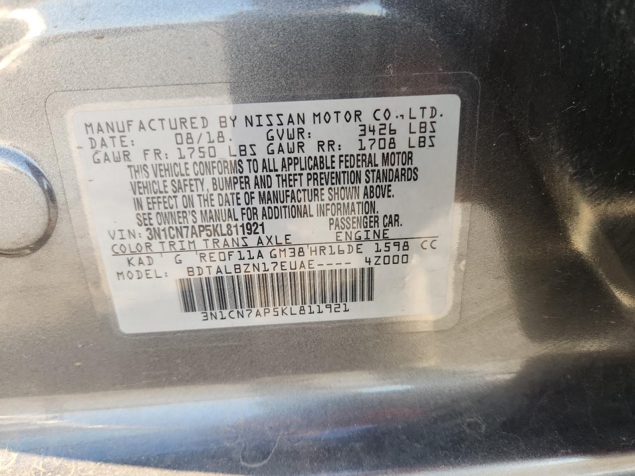 2019 NISSAN VERSA