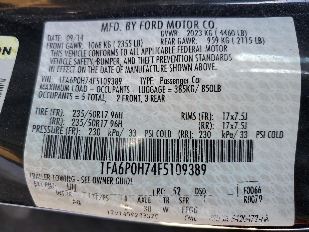 2015 FORD FUSION