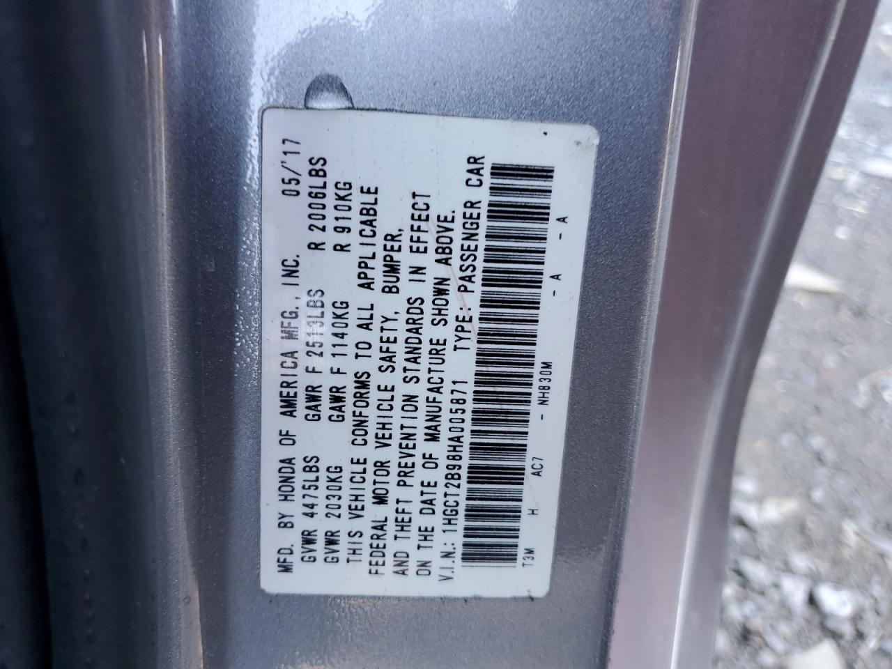2017 HONDA ACCORD