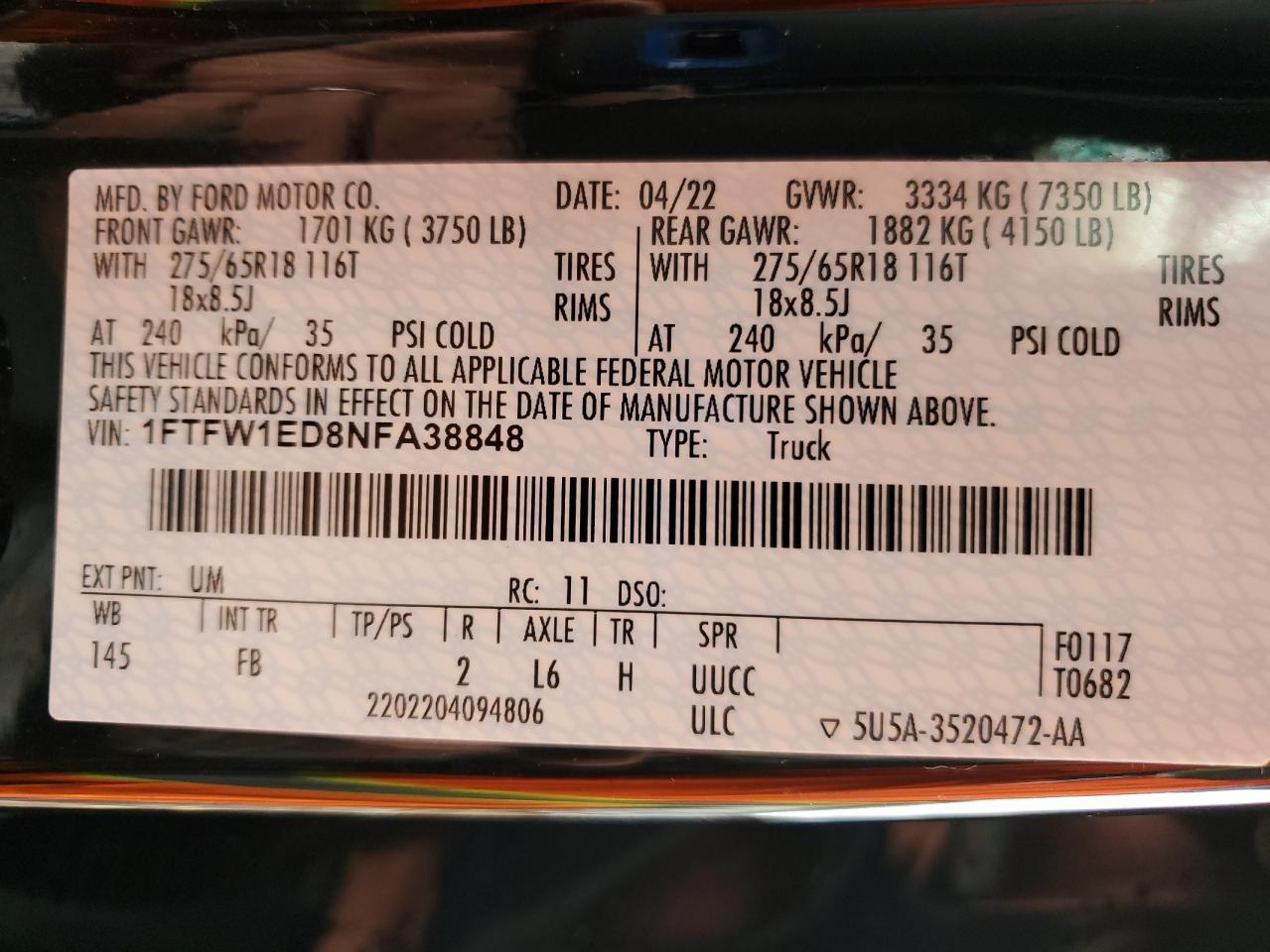 2022 FORD F-150