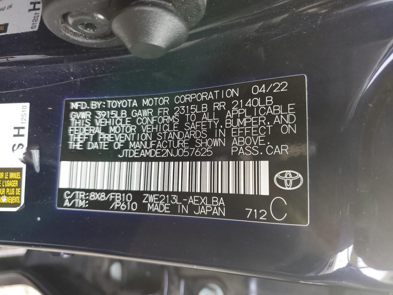 2022 TOYOTA COROLLA