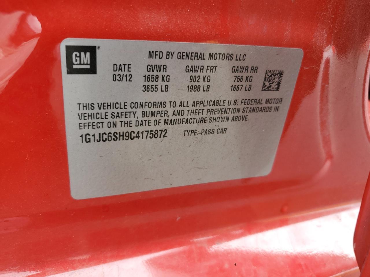 2012 CHEVROLET SONIC