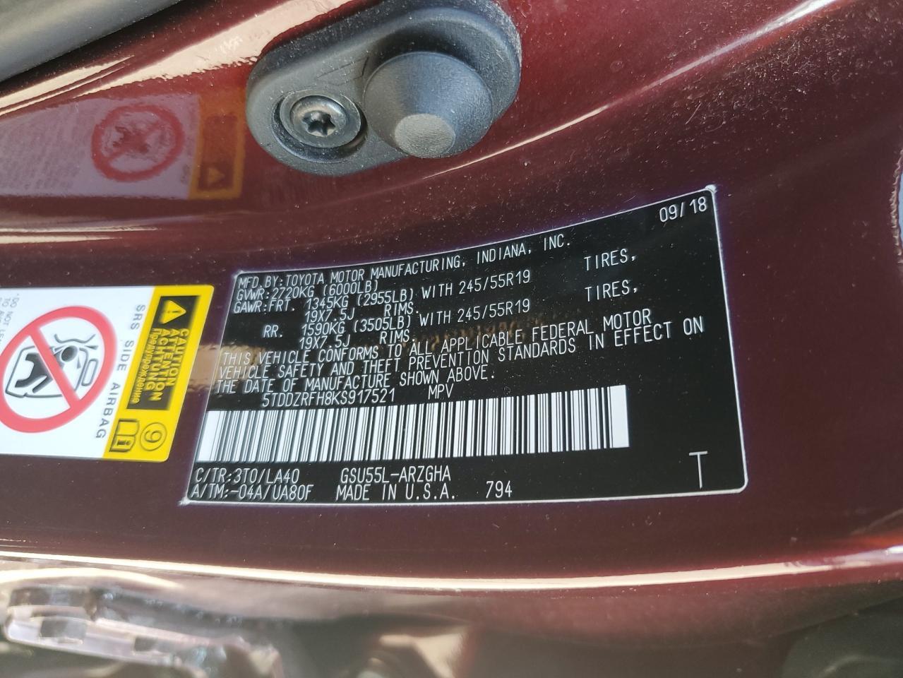 2019 TOYOTA HIGHLANDER