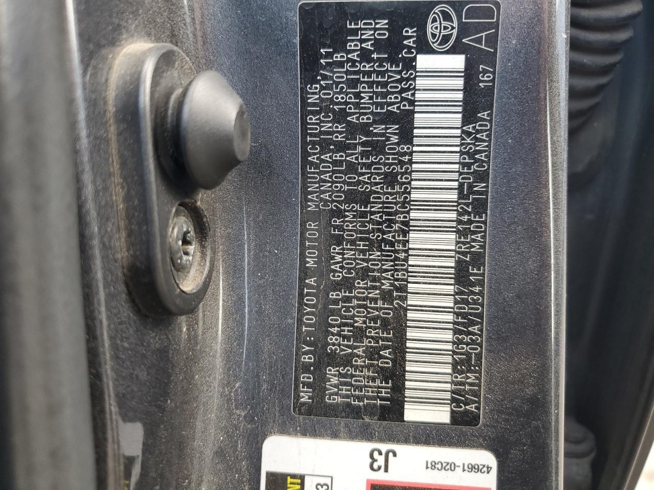 2011 TOYOTA COROLLA