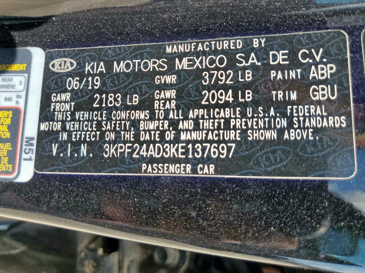 2019 KIA FORTE