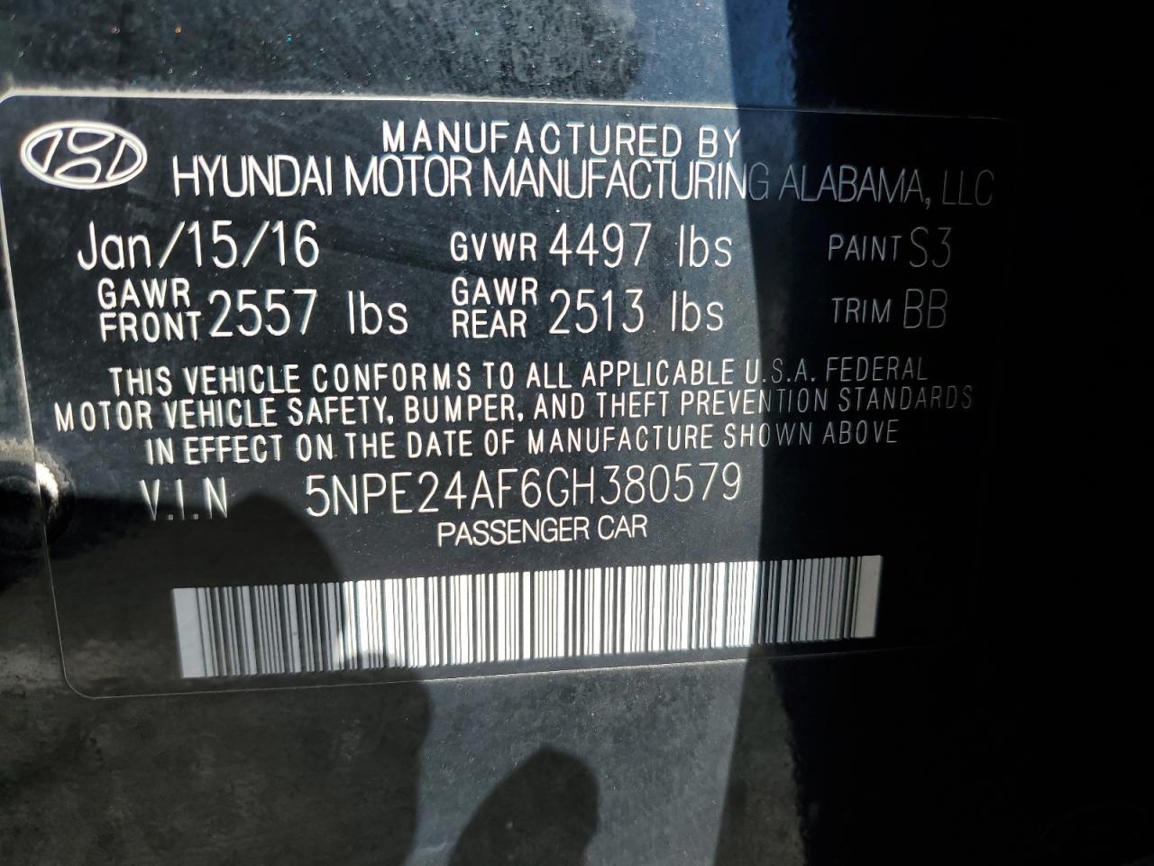 2016 HYUNDAI SONATA
