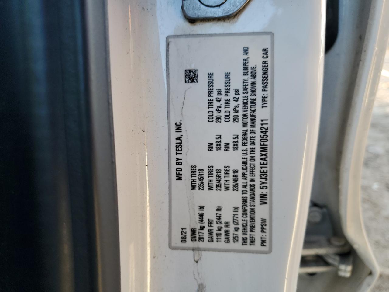 2021 TESLA MODEL 3