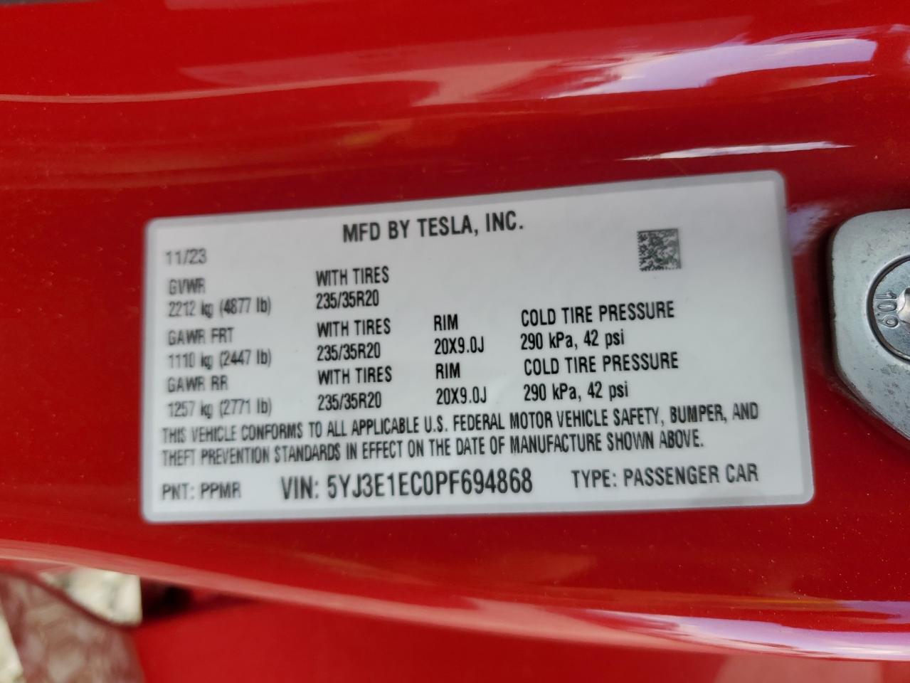 2023 TESLA MODEL 3